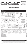 Cub Cadet BC 210 Operator`s manual