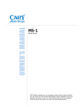 Cary Audio Design MS-1 Owner`s manual