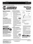 Campbell Hausfeld Finishing Nailer JB006750 Operating instructions