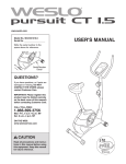 Weslo Pursuit E 25 Bike User`s manual