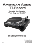American Audio TT Record Instruction manual
