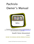 Bellco Pachislo Owner`s manual