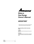 Amana MGS5752BDS - 30 Inch Slide-In Gas Range Owner`s manual