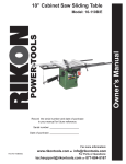 Rikon Power Tools 10-110B Owner`s manual