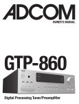 Adcom GTP-860 Owner`s manual