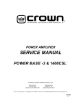 Crown POWER BASE 1 Service manual