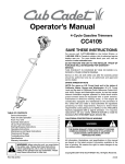 Cub Cadet CC4105 Operator`s manual