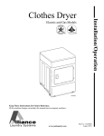 Alliance Laundry Systems DRY684C Installation manual