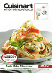 Cuisinart SM-70 - Stand Mixer - SM-PM Pasta-Maker Attachment Specifications
