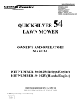 Cycle Country Quicksilver 54 Owner`s manual