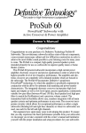 Definitive Technology ProSub 60 Owner`s manual