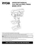 Ryobi DP101 Operator`s manual