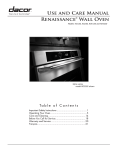 USE ANd CARE MANUAl RENAISSANCE® WAll OvEN