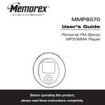 Memorex MMP8570 - 512 MB Digital Player User`s guide