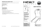 Weslo Cadence Ex 18 User`s manual