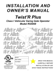 Allstar ANSI/UL 325 Owner`s manual