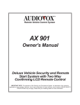 Audiovox AX 901 Owner`s manual