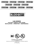Blodgett 1400 SERIES Specifications