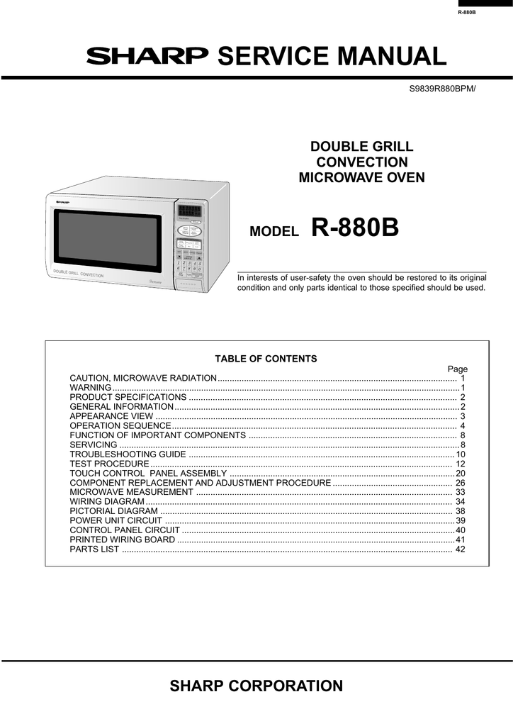 Sharp R 880b Service Manual Sharp R 880b Service Manual