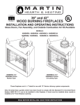 Martin Fireplaces 400BWBIA Operating instructions