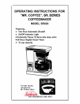 Mr. Coffee SRX20 Operating instructions