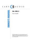 Cary Audio Design SA-200.2 Owner`s manual