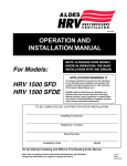 American Aldes HRV 1500 SFD Installation manual