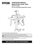 Ryobi RT100 Operator`s manual