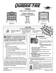 Quadra-Fire TOPAZ Direct Vent Room Heater TOPAZ-D-CWL Owner`s manual