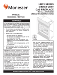 Monessen Hearth Direct Vent Gas Fireplace HBDV400 Operating instructions