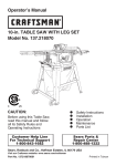 Craftsman 21807 - 10 in. Table Saw Operator`s manual