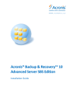 ACRONIS BACKUP AND RECOVERY 10 ADVANCED SERVER SBS EDITION - INSTALLATION UPDATE 3 Installation guide