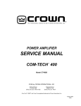 Crown Com-Tech CT-400 Service manual