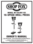 Woodstock SHOP FOX M1103 Owner`s manual