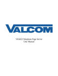 Valcom ONE-WAY PAGING SYSTEM User manual