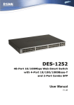 D-Link 48-Port 10/100Mbps Web-Smart Switch with 4-Port 10/100/1000Base-T and 2-Port Combo SFP DES-1252 User manual