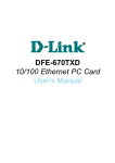 DFE-670TXD 10/100 Ethernet PC Card User`s Manual