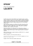 Epson 2070 - LQ B/W Dot-matrix Printer User`s guide