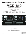 American Audio PROFESSIONAL DUAL MP3/CD PLAYER MCD-810 User guide