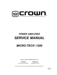 Crown Micro-Tech MT-1000 Service manual